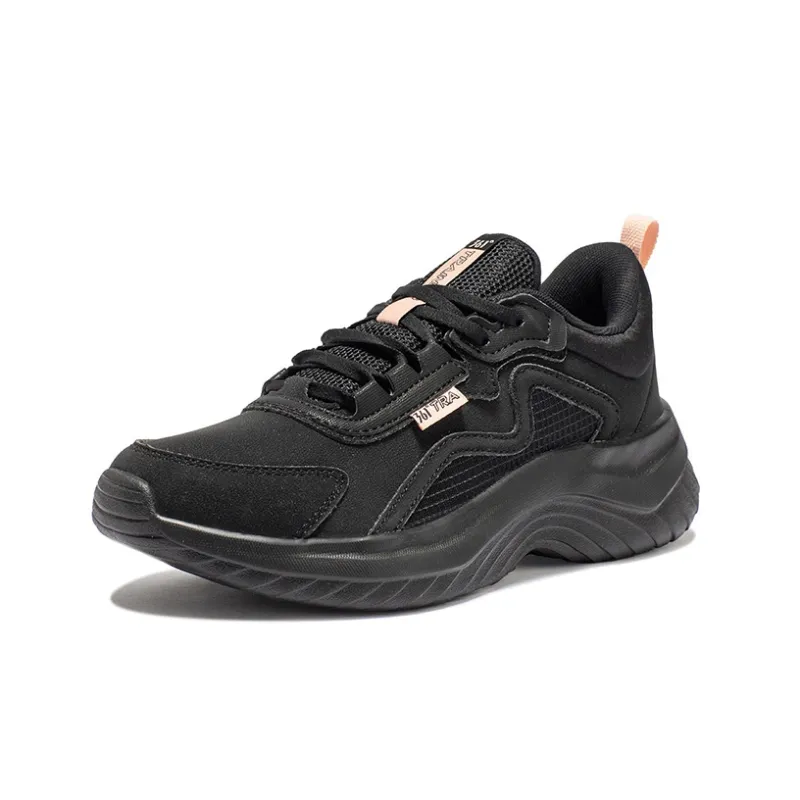 361° Cushioning Wear Resistant Low Top Running Shoes Women's Black Pink-2