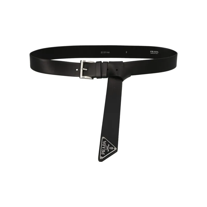 PRADA Leather Belts Men's Black Width  3.5cm-2