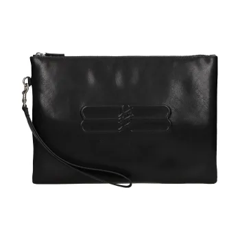 Balenciaga Leather Clutch Large Size Men's Black