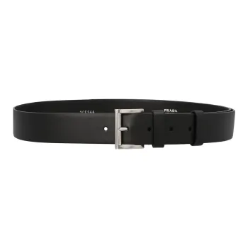 PRADA Leather Belts Men's Black Width  3.5cm