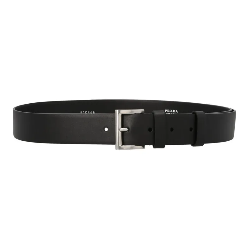 PRADA Leather Belts Men's Black Width  3.5cm-0