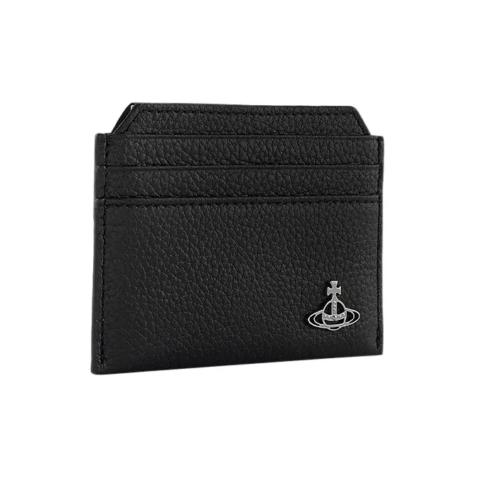 Vivienne Westwood Grain Cow Leather Wallets Card Holders Men's Black-1