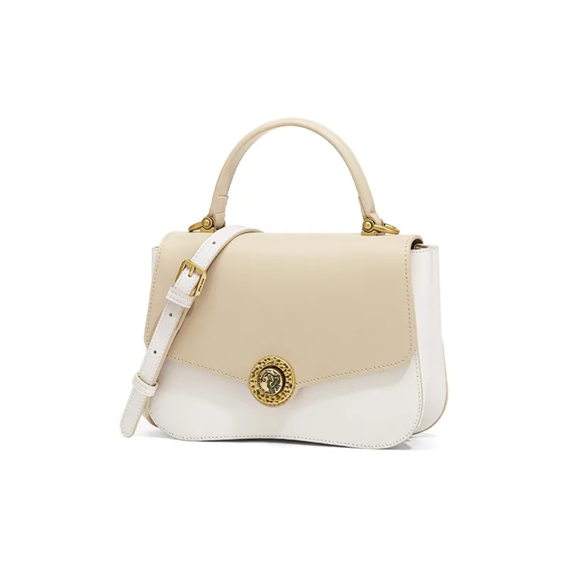 Gong Xuan Cow Leather Shoulder Bag, Crossbody Bag, Handbag Women's White-2