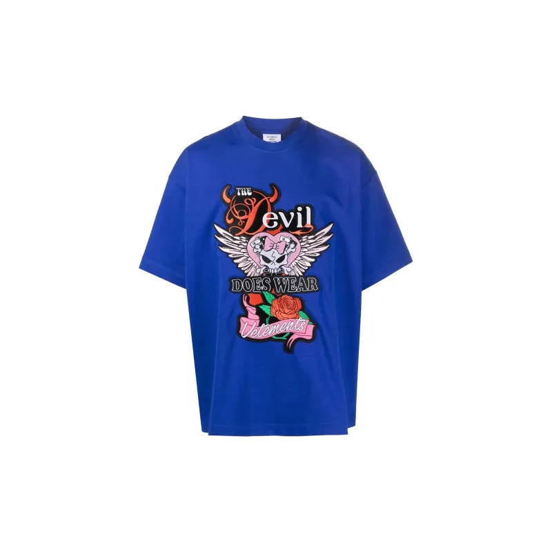 Vetements T-Shirts Unisex Blue-0