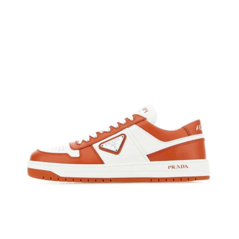 PRADA DowntownPrada Downtown Low Top Stylish Skateboarding Shoes Women's White Orange-0