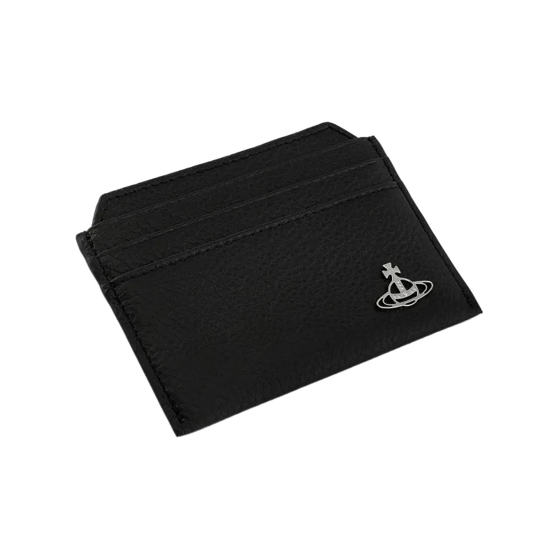 Vivienne Westwood Grain Cow Leather Wallets Card Holders Men's Black-3