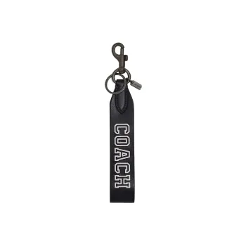 COACH Refined Calfskin Keychain Bag Charm Bag Accessory Men's Black