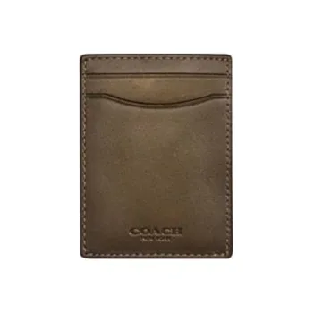 COACH Calfskin Coin Purse, Card Holder Mini Women's Army Green