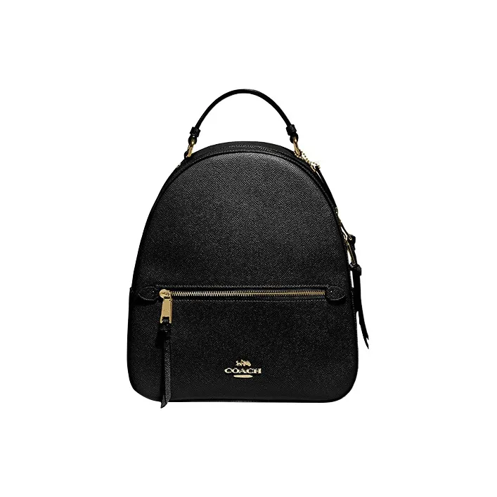 COACH Jordyn Cross Stitch Leather Backpack Large Size Women's Black-0