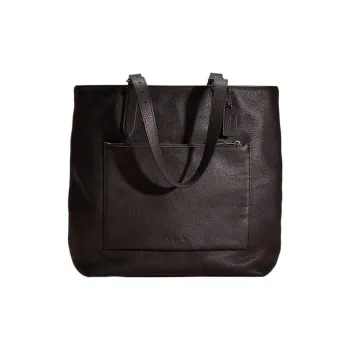 COACH Metropolitan Glossy Pebbled Leather Tote Bag Shopping Bag Handbag Shoulder Bag Women's Black