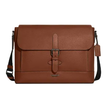COACH Hudson Cow Leather Messenger Bag Shoulder Bag Crossbody Bag Large Size Men's Dark Brown