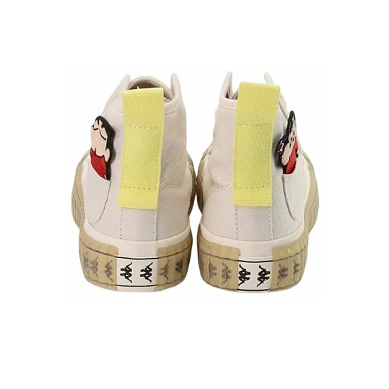 Crayon Shinchan x Kappa Anti Slip Wear Resistant High Top Canvas Shoes Unisex Heron Feather White-3