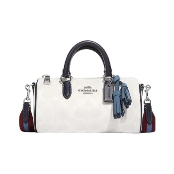COACH Lacey Artificial Leather Handbag, Shoulder Bag, Crossbody Bag Medium Size Women's Chalk White & Indigo