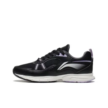 LiNing Cushioned Anti Slip And Wear Resistant Lightweight Low Top Running Shoes Women's Black Purple