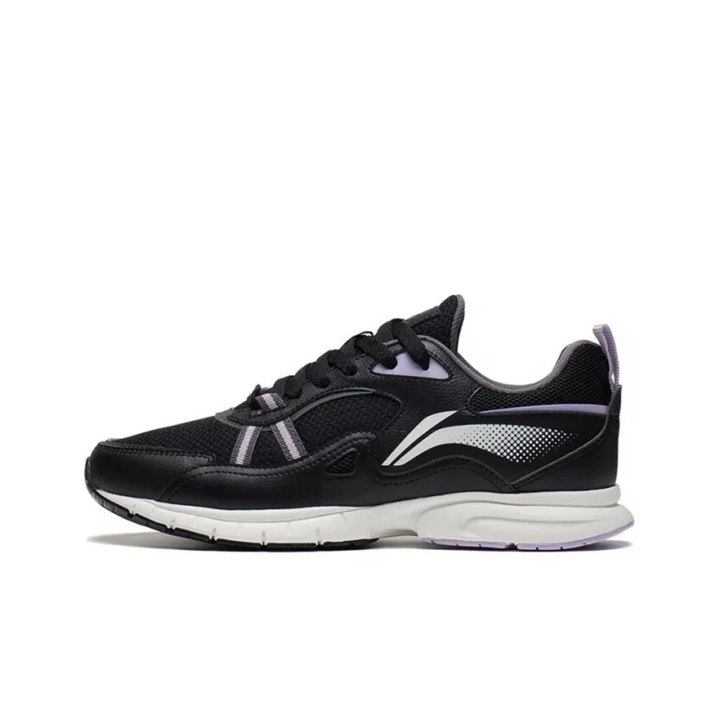 LiNing Cushioned Anti Slip And Wear Resistant Lightweight Low Top Running Shoes Women's Black Purple-0