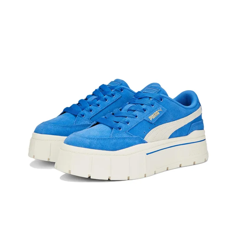 PUMA Mayze Stack Sude Low-Top Skateboard Shoes Women's Blue White-2