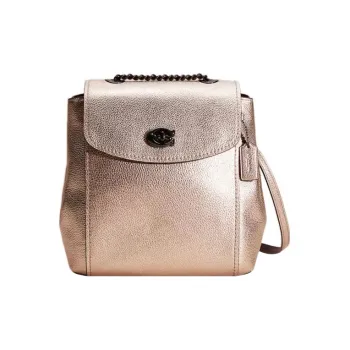 COACH Parker Pebbled Leather Backpack Shoulder Bag Crossbody Bag Medium Size Women's Platinum