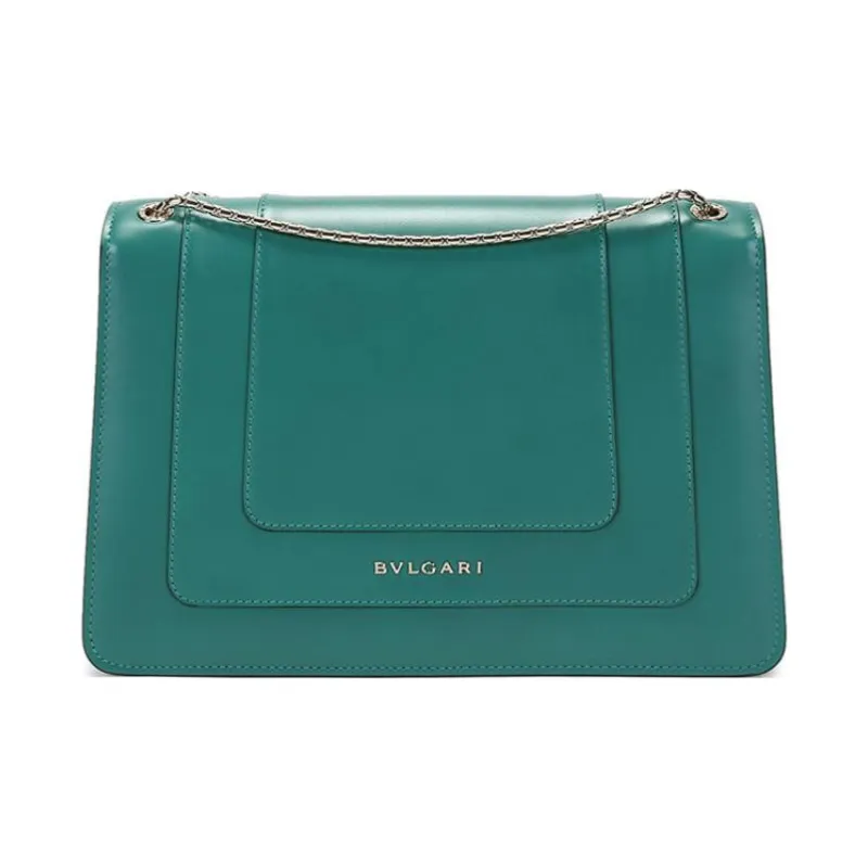 BVLGARI Serpenti Forever Cow Leather Snake Head Bag, Shoulder Bag Medium Size Women's Bright Green-2