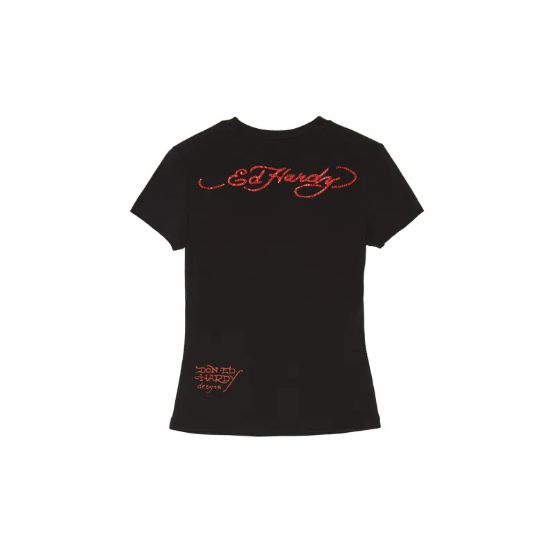 Ed Hardy T Shirts Women's Black E1OSW126-1