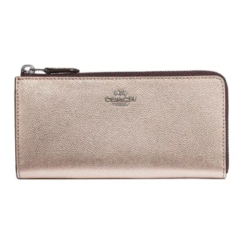 COACH Pebbled Leather Clutch Card Holder, Wallet Women's Metal Silver