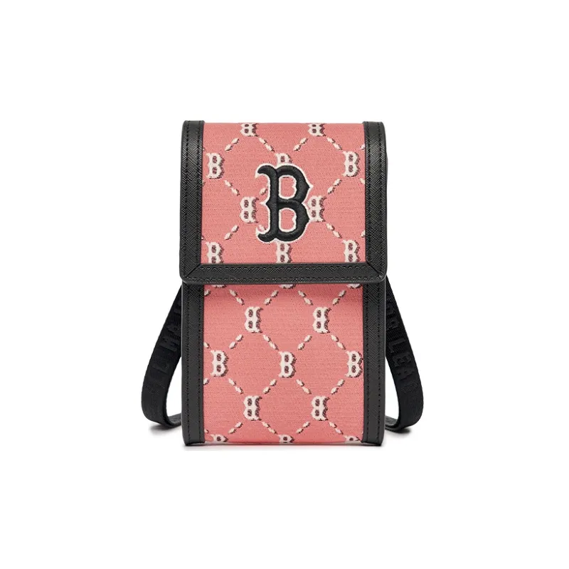 MLB Jacquard Cell Phone Pouch Shoulder Bag Crossbody Bag Mini Women's Pink-0