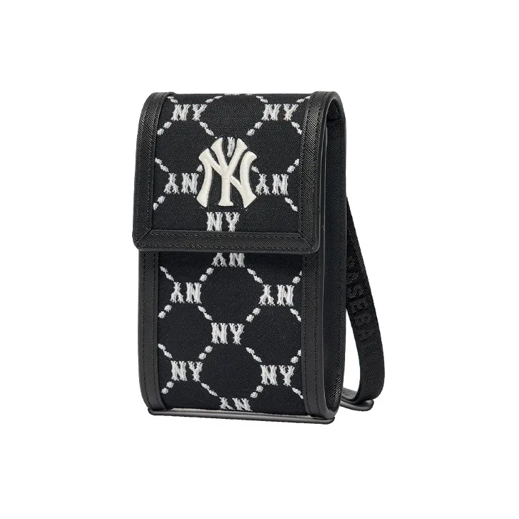 MLB Jacquard Cell Phone Pouch, Shoulder Bag, Crossbody Bag Mini Women's Black-1