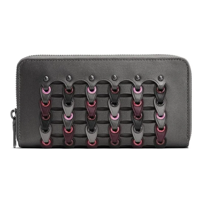 COACH Accordion Zip Leather Clutches Card Holder Wallet Mini Women's Black-0