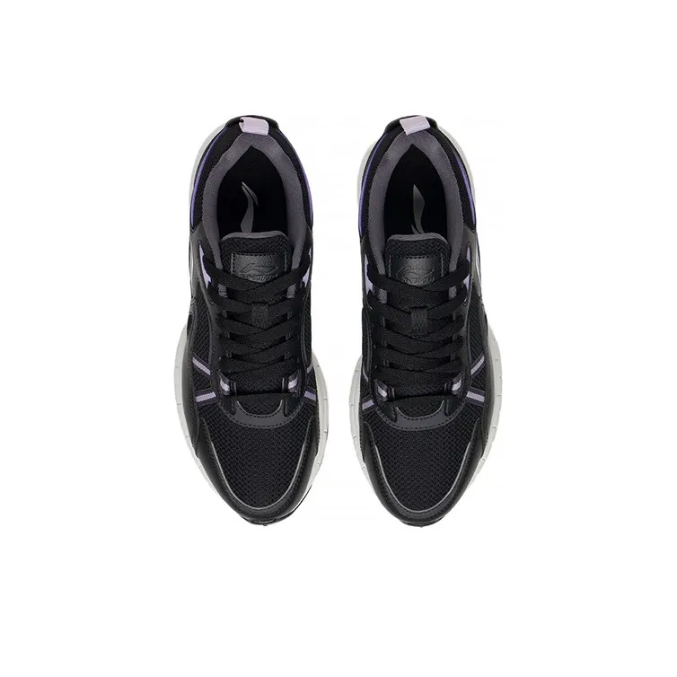 LiNing Cushioned Anti Slip And Wear Resistant Lightweight Low Top Running Shoes Women's Black Purple-3