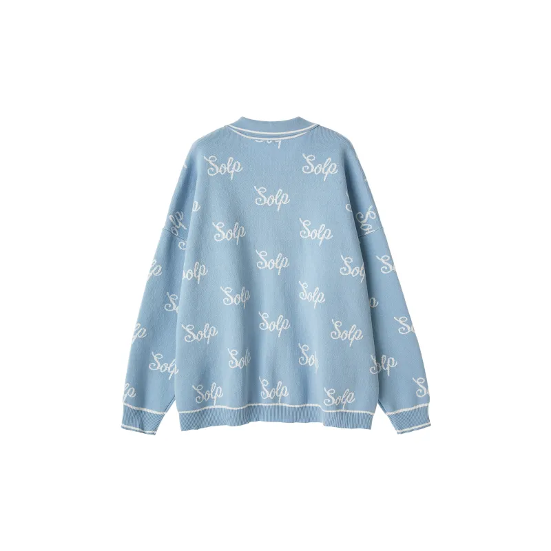 SOLP Loose Fit Sweater Unisex Blue White-1