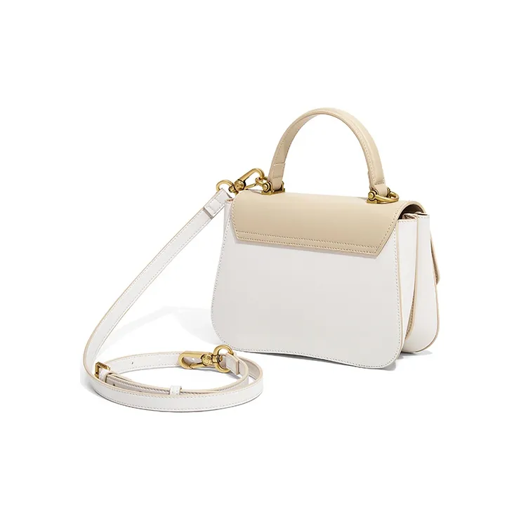 Gong Xuan Cow Leather Shoulder Bag, Crossbody Bag, Handbag Women's White-3