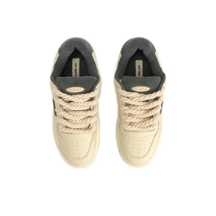 FOOT INDUSTRY Skateboard Shoes Unisex Low Top White Gray-3
