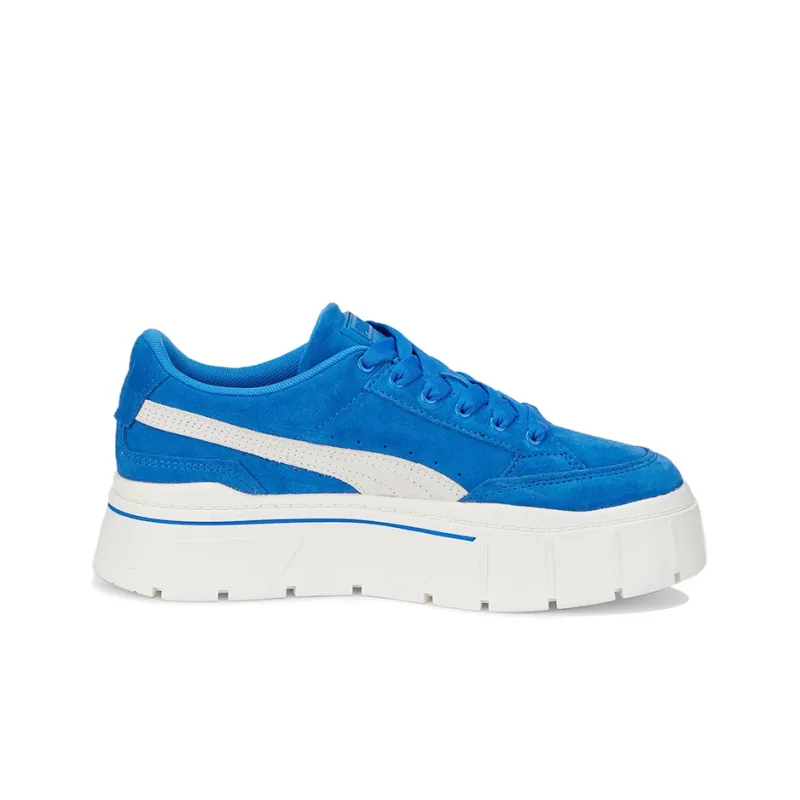 PUMA Mayze Stack Sude Low-Top Skateboard Shoes Women's Blue White-1