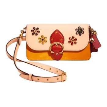 COACH Beat Glove Tanned Leather With Suede Accents One Shoulder Crossbody Clutches Small Size Women's Blush Color