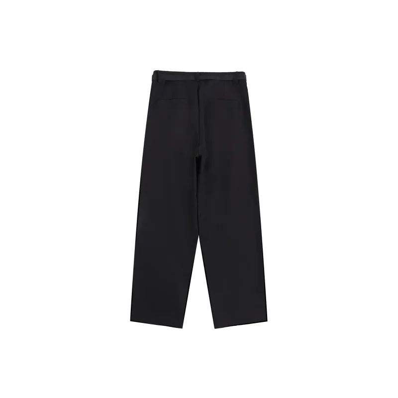 QISENYAR Wide Leg Casual Pants Unisex Black-1