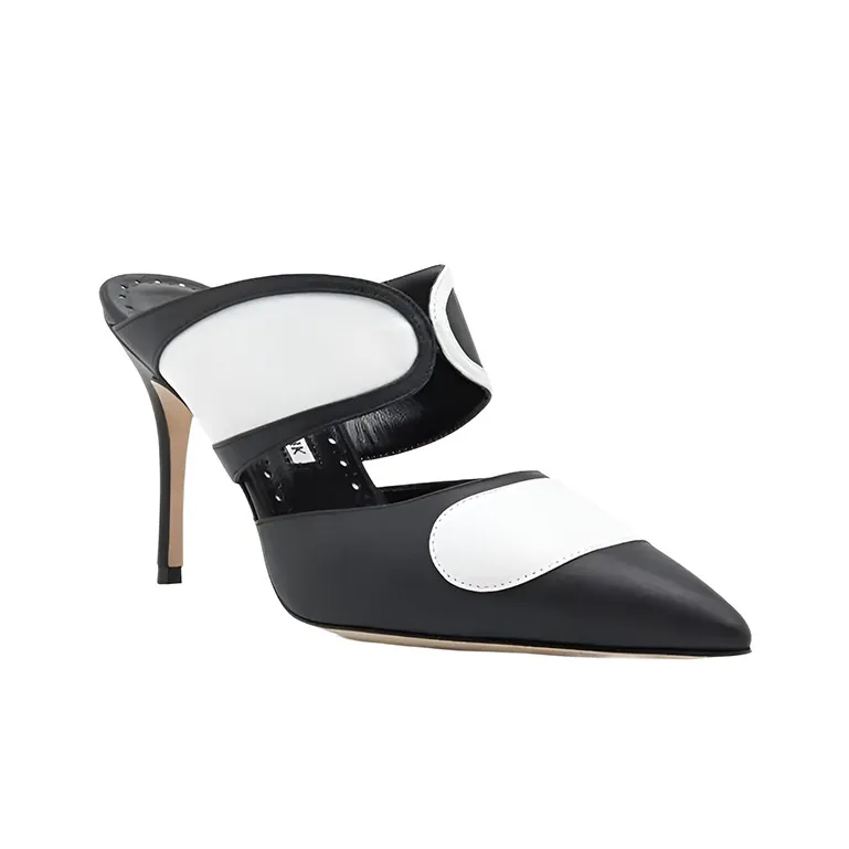 MANOLO BLAHNIK Stylish Sandal Women's Black White-2
