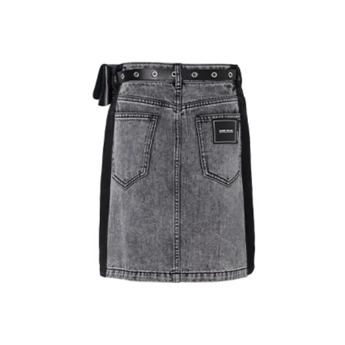 LOFT SHINE Cropped Skirt Black Denim Gray-1