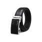 Crocodile Bright Black Silver Buckle