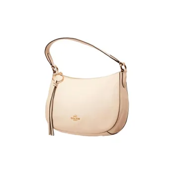 COACH Sutton Glossy Pebbled Leather Shoulder Bag Crossbody Bag Large Size Women's Chalk White