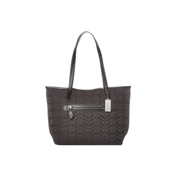 COACH Taylor Iconic Jacquard With Smooth Leather Tote Bag Shopping Bag Handbag Shoulder Bag Women's Black