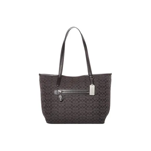 COACH Taylor Iconic Jacquard With Smooth Leather Tote Bag Shopping Bag Handbag Shoulder Bag Women's Black