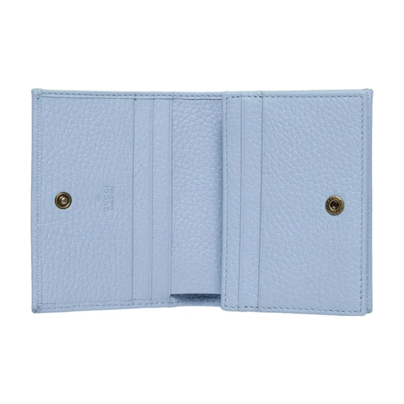 GUCCI GG Marmont Leather Card Holder Wallet Regular Women's Blue-2