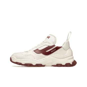 BALLY Low Top Casual Shoes Men's White With Dark Red