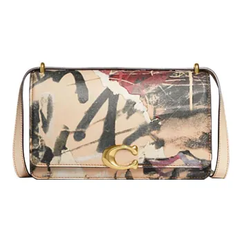 COACH MINT+SERF Collaboration Bandit Cow Leather Shoulder Bag, Crossbody Bag Medium Size Women's Graffiti Color
