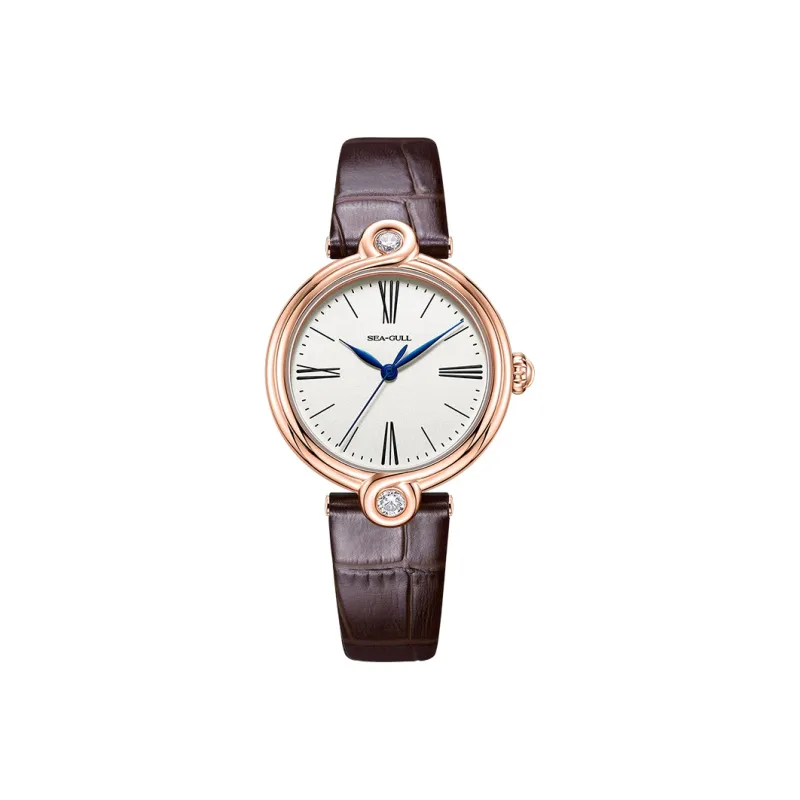 Sea Gull Unlimited Series Automatic Mechanical Movement Leather Strap Watch Women's Watch White Dial-24