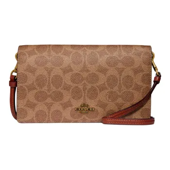 COACH Hayden Coated Canvas Wallet Crossbody Bag Small Size Women's Tan