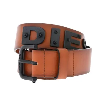 DIESEL Solid Color Letter Logo Pin Buckle Belt Men's Brown