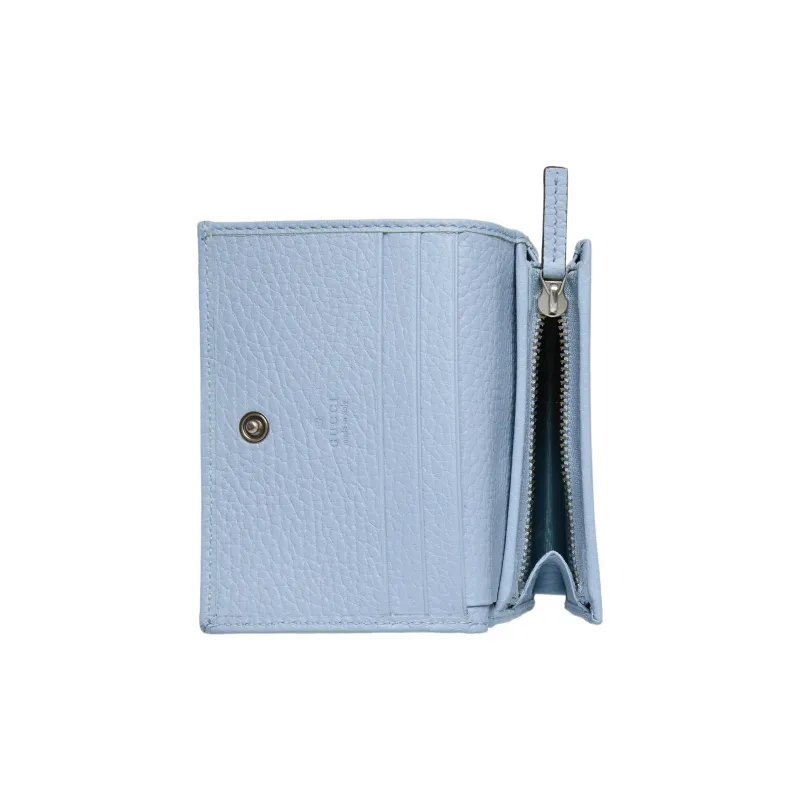 GUCCI GG Marmont Leather Card Holder Wallet Regular Women's Blue-3