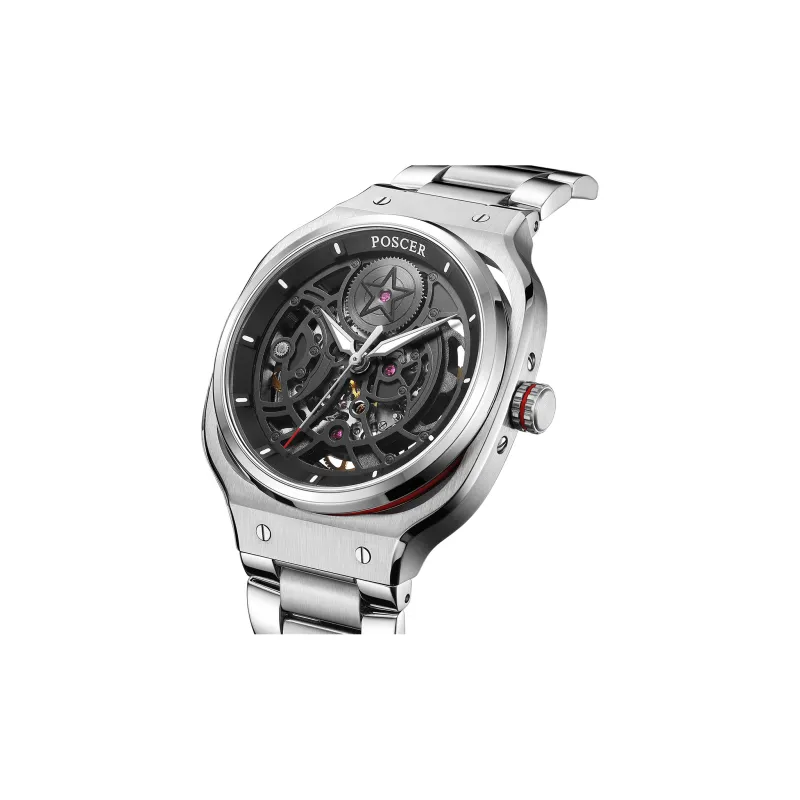 POSCER PTIME Collection Automatic Mechanical Movement Watch Unisex Black Dial 6220M.WWB-1