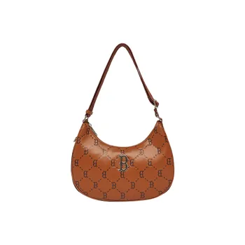 MLB Monogram Collection Polyester Half Moon Bag Mahjong Pochette Shoulder Bag Large Size Unisex Brown