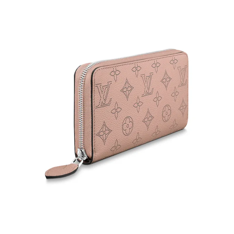 LOUIS VUITTON Zippy Mahina Calfskin Wallet Women's Dark Pink-1